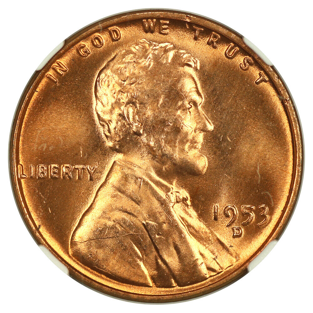 1953-D 1C NGC MS67RD - Lincoln Cent (Wheat Reverse)