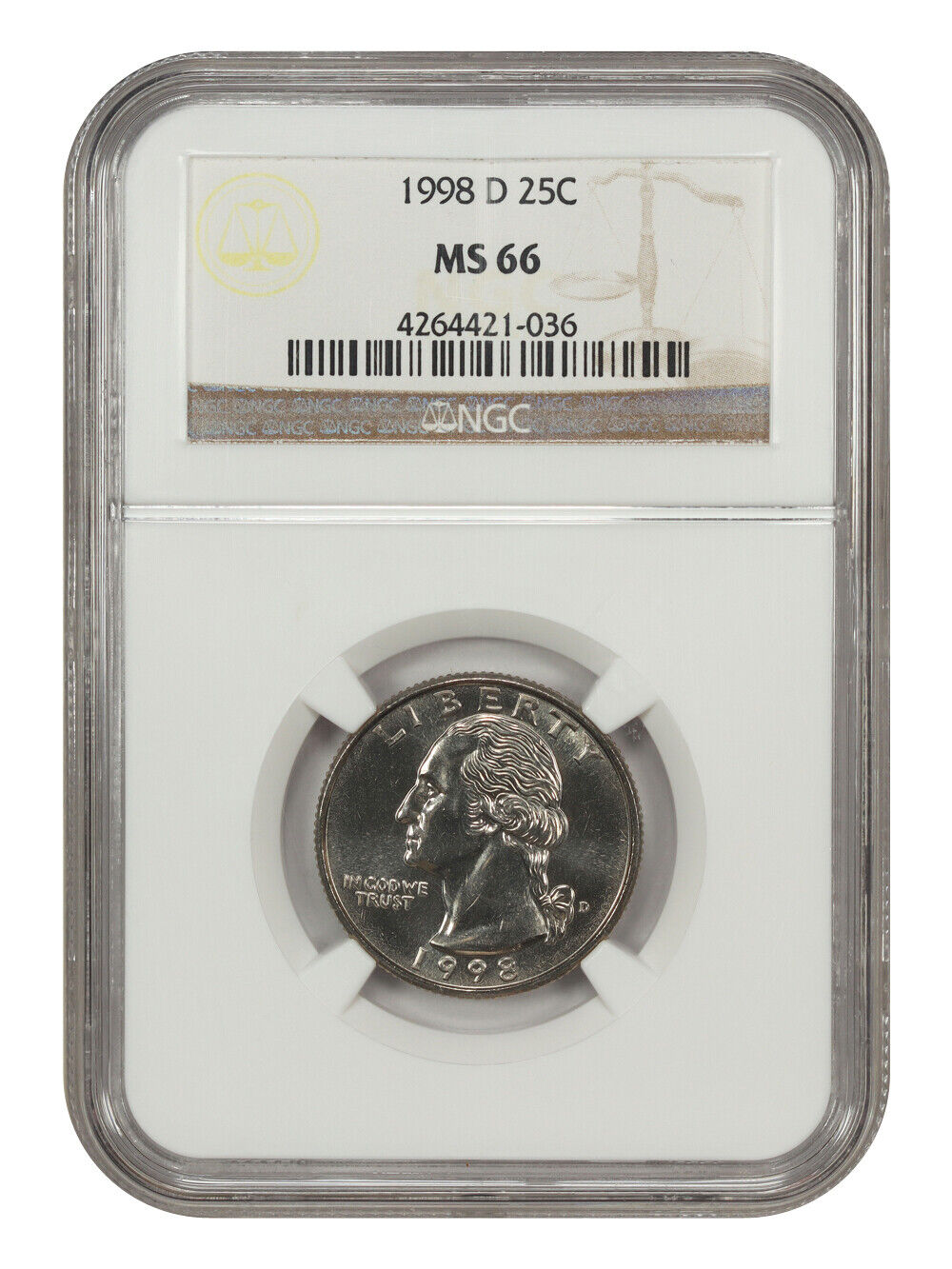 1998-D 25C NGC MS66 - Washington Quarter