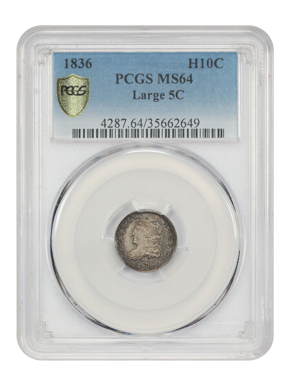 1836 H10C PCGS MS64 (Large 5C) - Capped Bust Half Dime