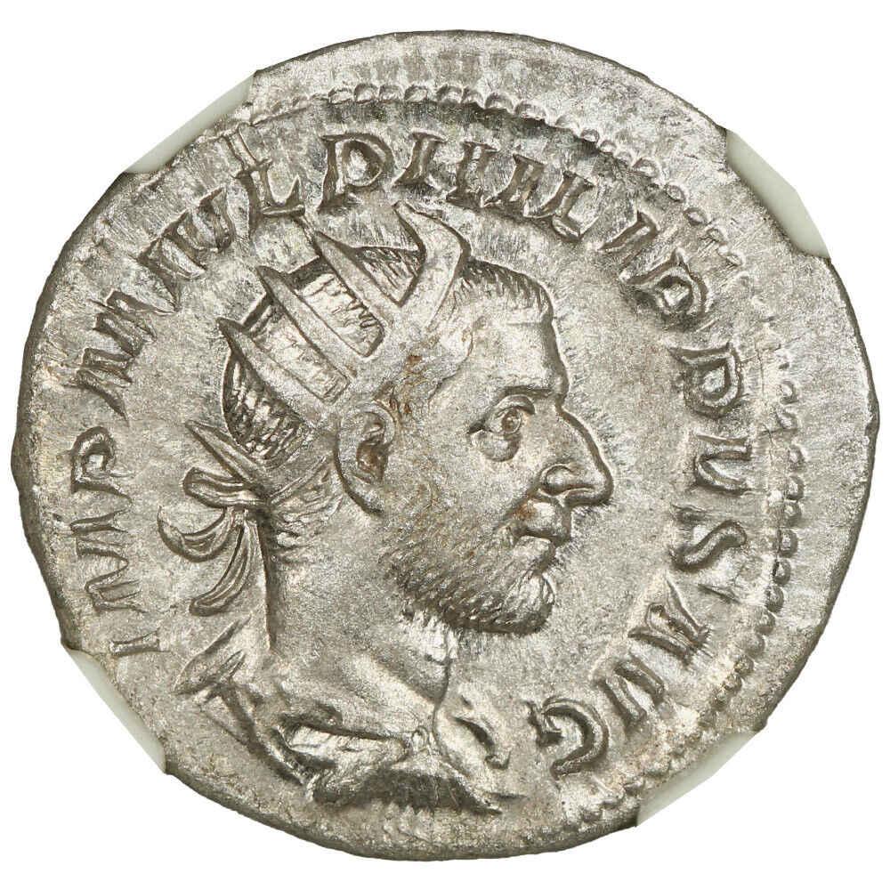 Ancient Roman: Philip I (AD 244-249) AR Double-Denarius NGC AU