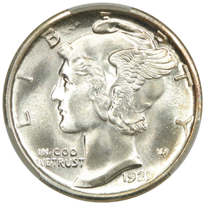 1929-S 10C CACG MS67+FB ex: D.L. Hansen - Mercury Dime