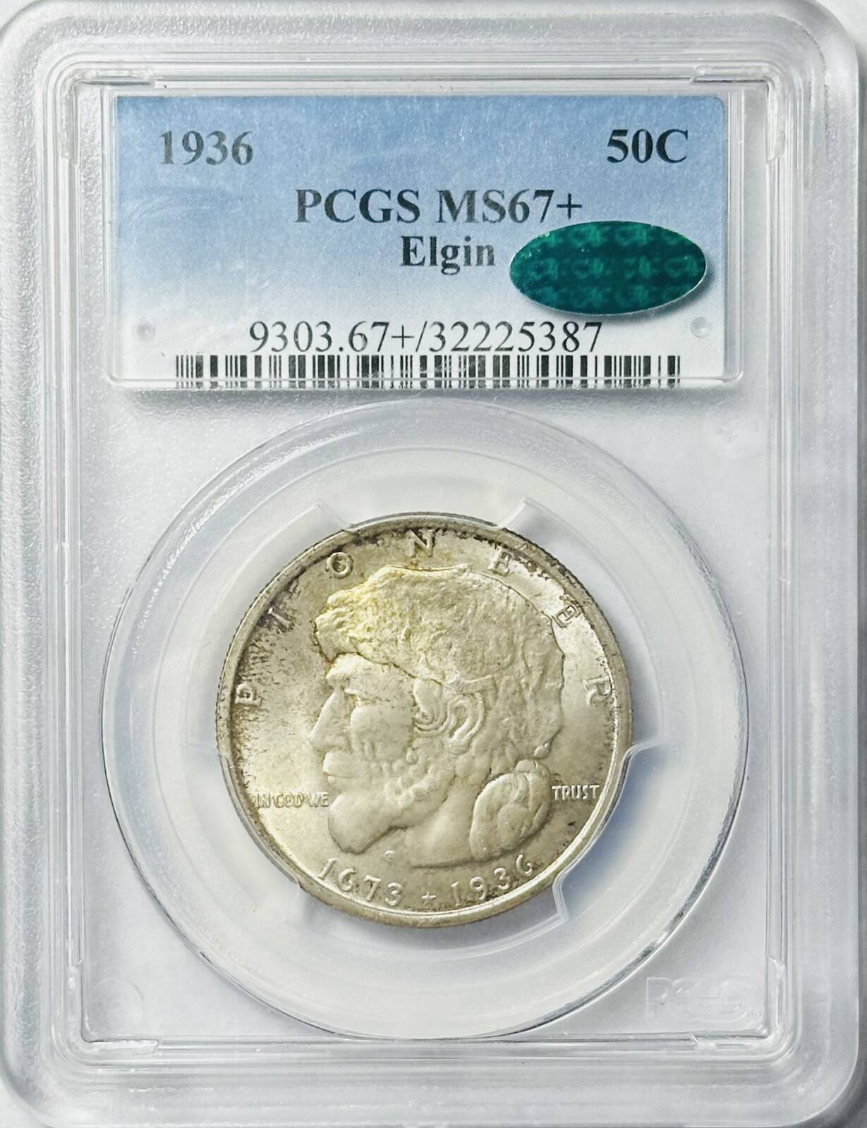 1936 P Classic Commemorative Elgin, Illinois, Centennial PCGS MS-67+ Elgin