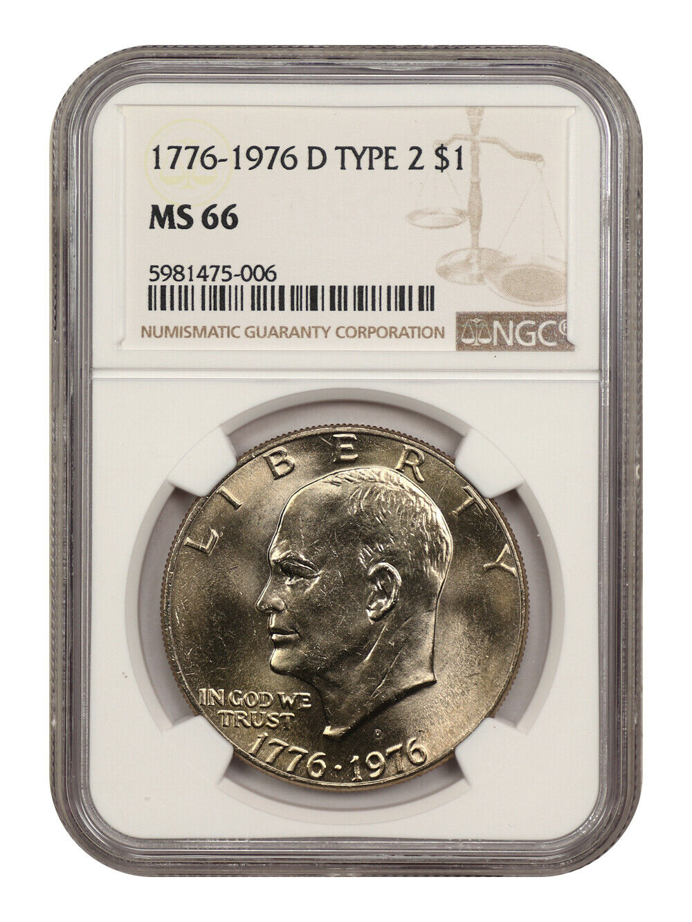 1976-D $1 Type 2 NGC MS66