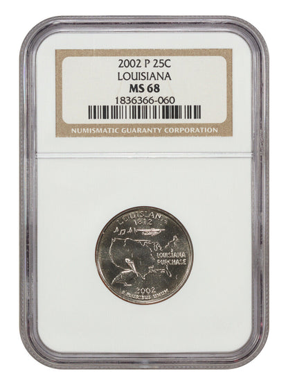 2002-P 25C Louisiana NGC MS68 - Washington 50 States Quarters