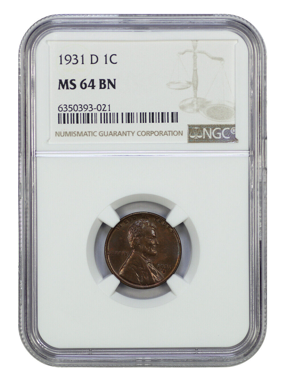 1931-D 1C NGC MS64BN - Lincoln Cent (Wheat Reverse)