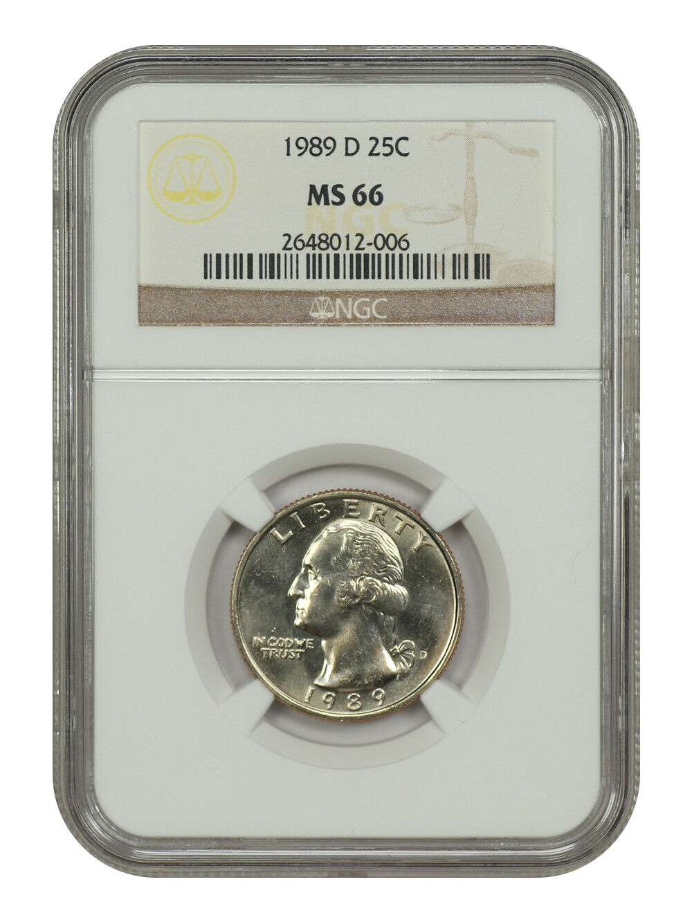 1989-D 25C NGC MS66 - Washington Quarter