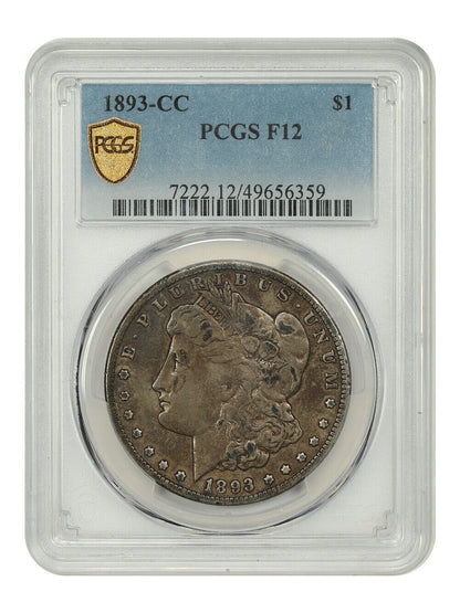 1893-CC $1 PCGS Fine 12 - Morgan Dollar - Scarce CC-Mint Morgan