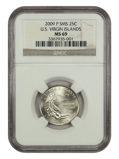 2009-P 25C U.S. Virgin Islands NGC SP69 (Satin Finish) - Type 1, Clad