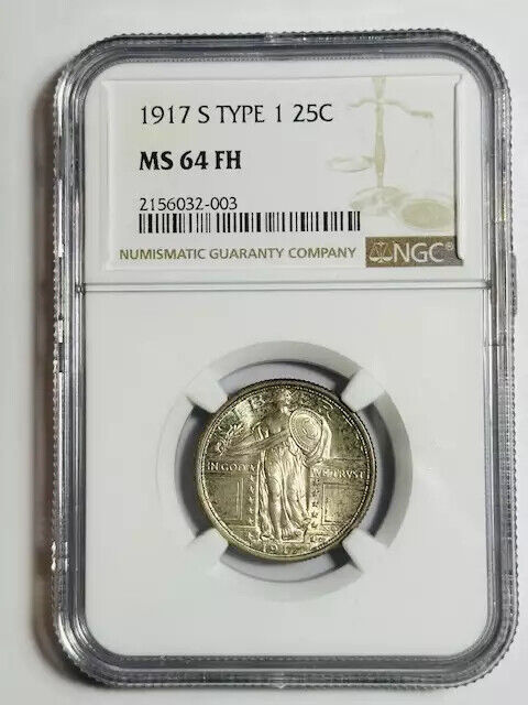 1917 S Type 1 Standing Liberty Quarter NGC MS-64 FH Nice Luster!