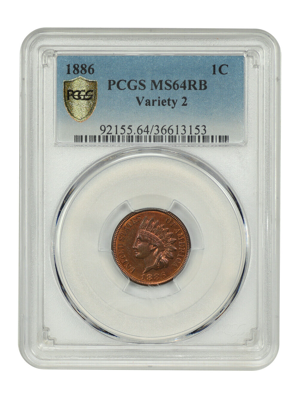 1886 1C PCGS MS64RB (Variety 2) - Indian Cent