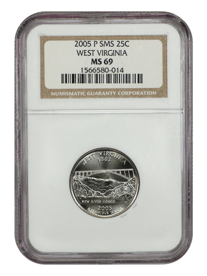 2005-P 25C West Virginia NGC SP69 (Satin Finish) - Washington 50 States Quarters