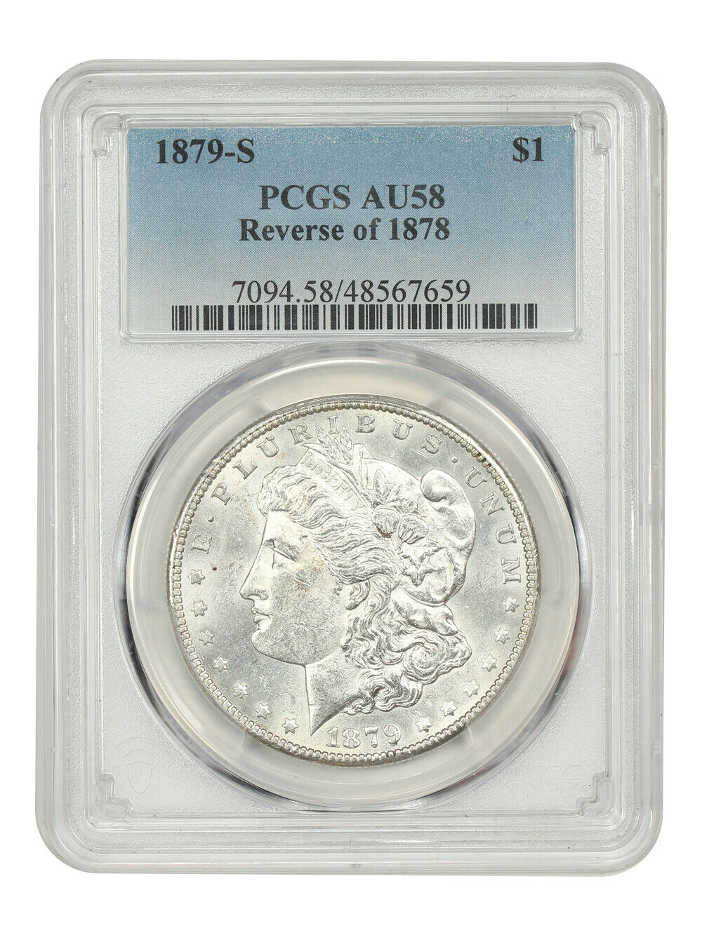 1879-S $1 PCGS AU58 (Reverse of 1878) - Morgan Dollar - Scarce Variety