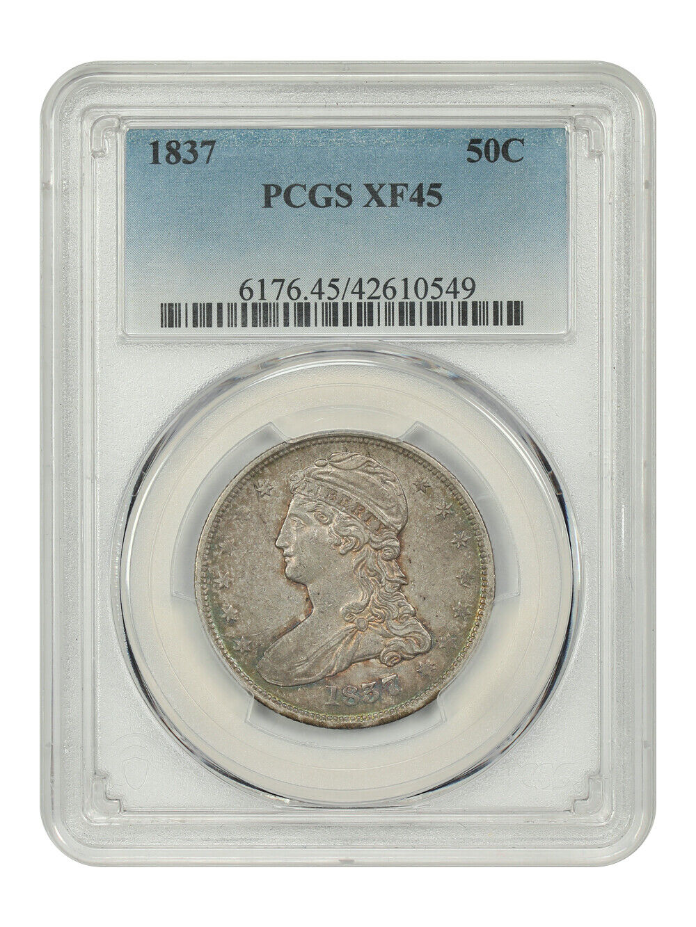 1837 50C PCGS XF45 (Reeded Edge) - Capped Bust Half Dollar - Great Type Coin