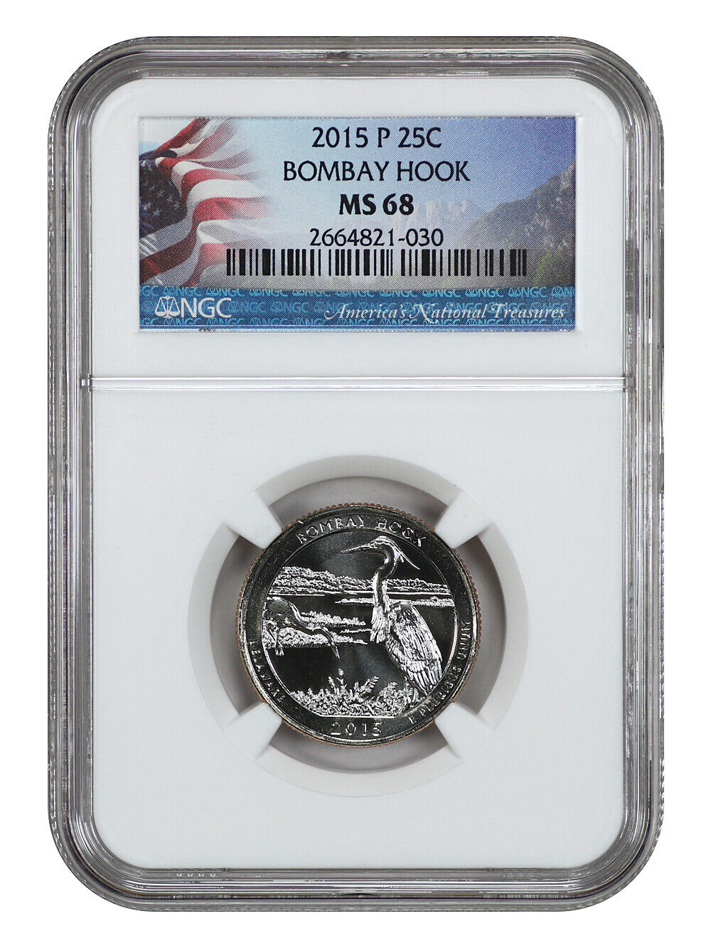 2015-P 25C Bombay Hook NP NGC MS68 - Type 1 - Clad