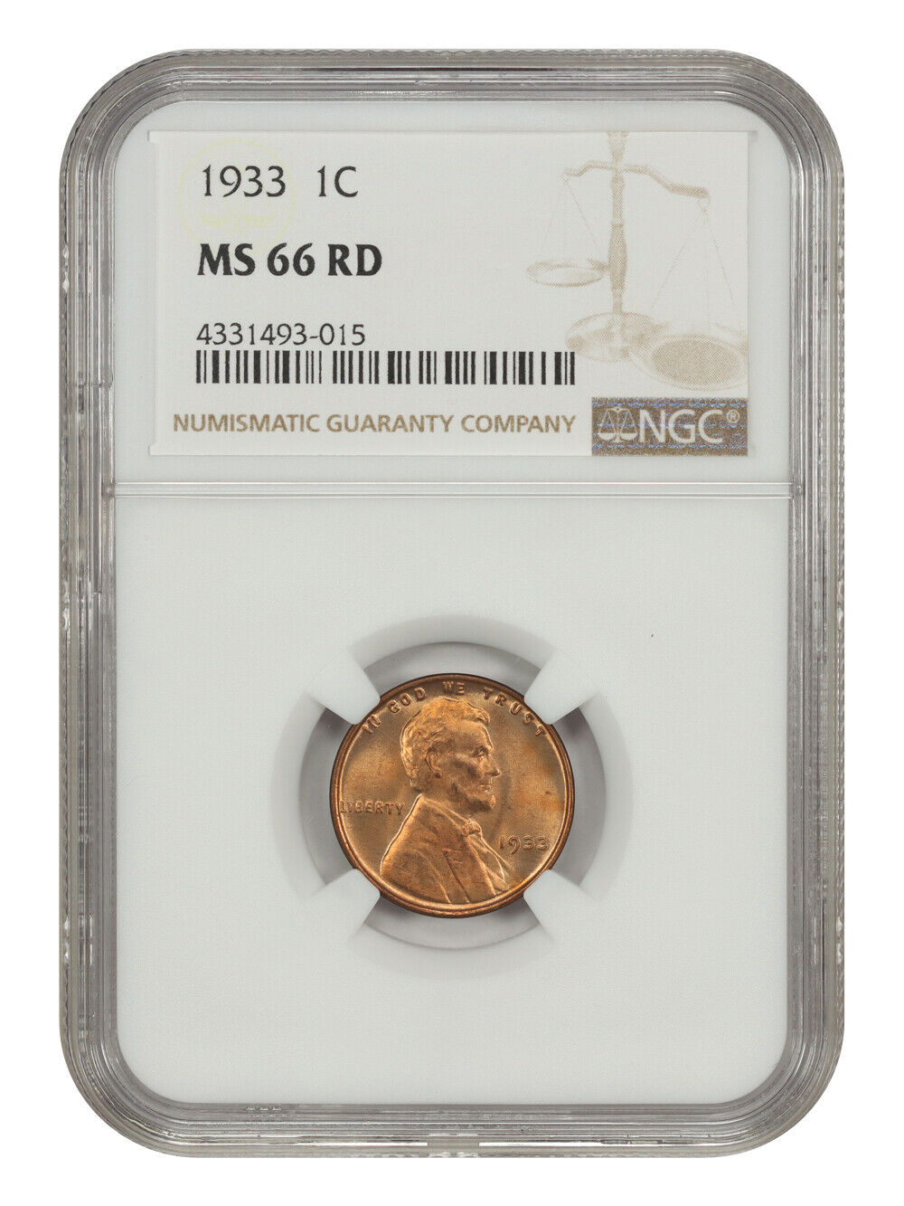 1933 1C NGC MS66RD - Lincoln Cent (Wheat Reverse)