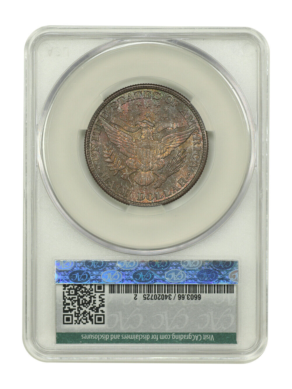 1904-S 50C CACG MS66 ex: D.L. Hansen - Barber Half Dollar - Deep, Complex Toning