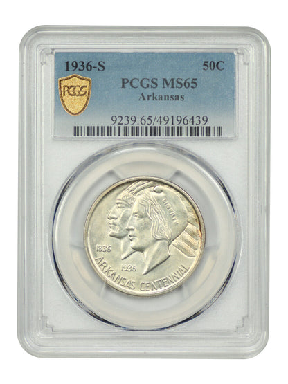 1936-S 50C Arkansas PCGS MS65 - Classic Silver Commemorative - Low Mintage Issue