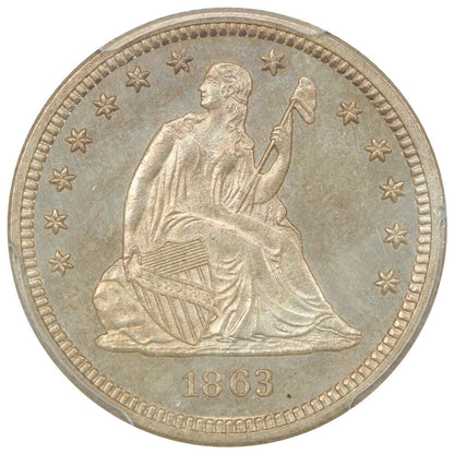 1863 25C PCGS MS65 - Liberty Seated Quarter - Gem Civil War Date