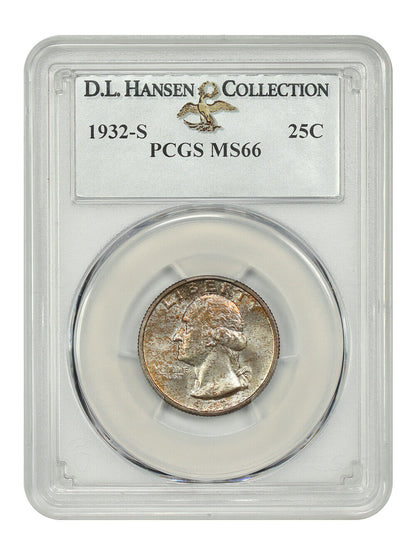 1932-S 25C PCGS MS66 ex: D.L. Hansen - Washington Quarter