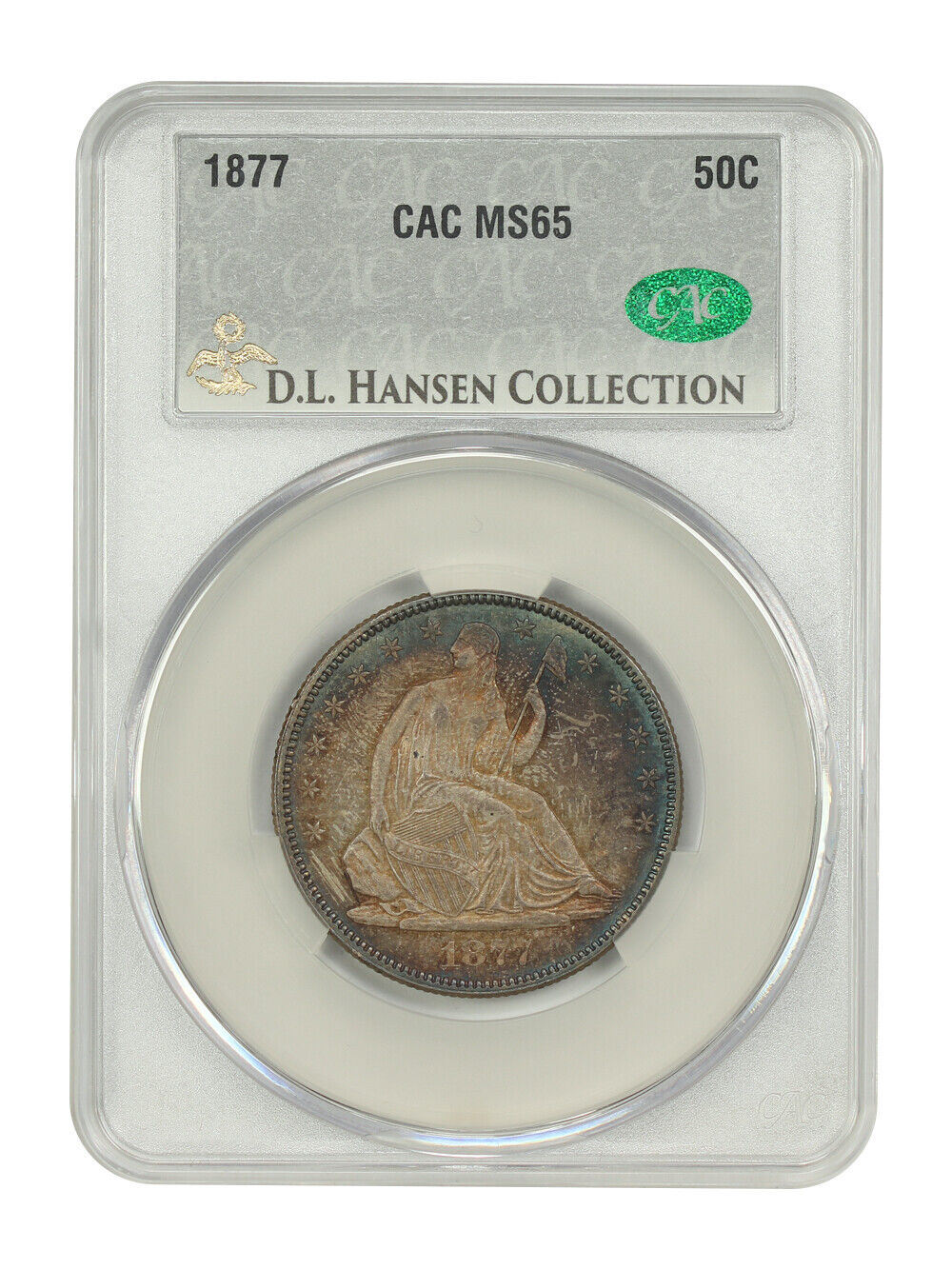 1877 50C CACG MS65 ex: D.L. Hansen - Liberty Seated Half Dollar