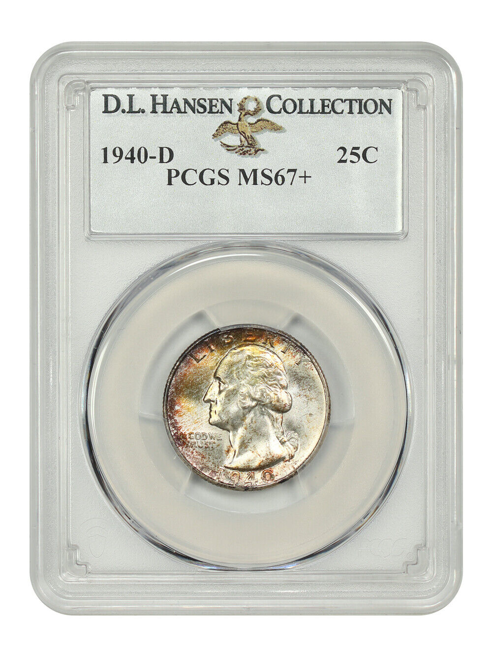 1940-D 25C PCGS MS67+ ex: D.L. Hansen - Washington Quarter