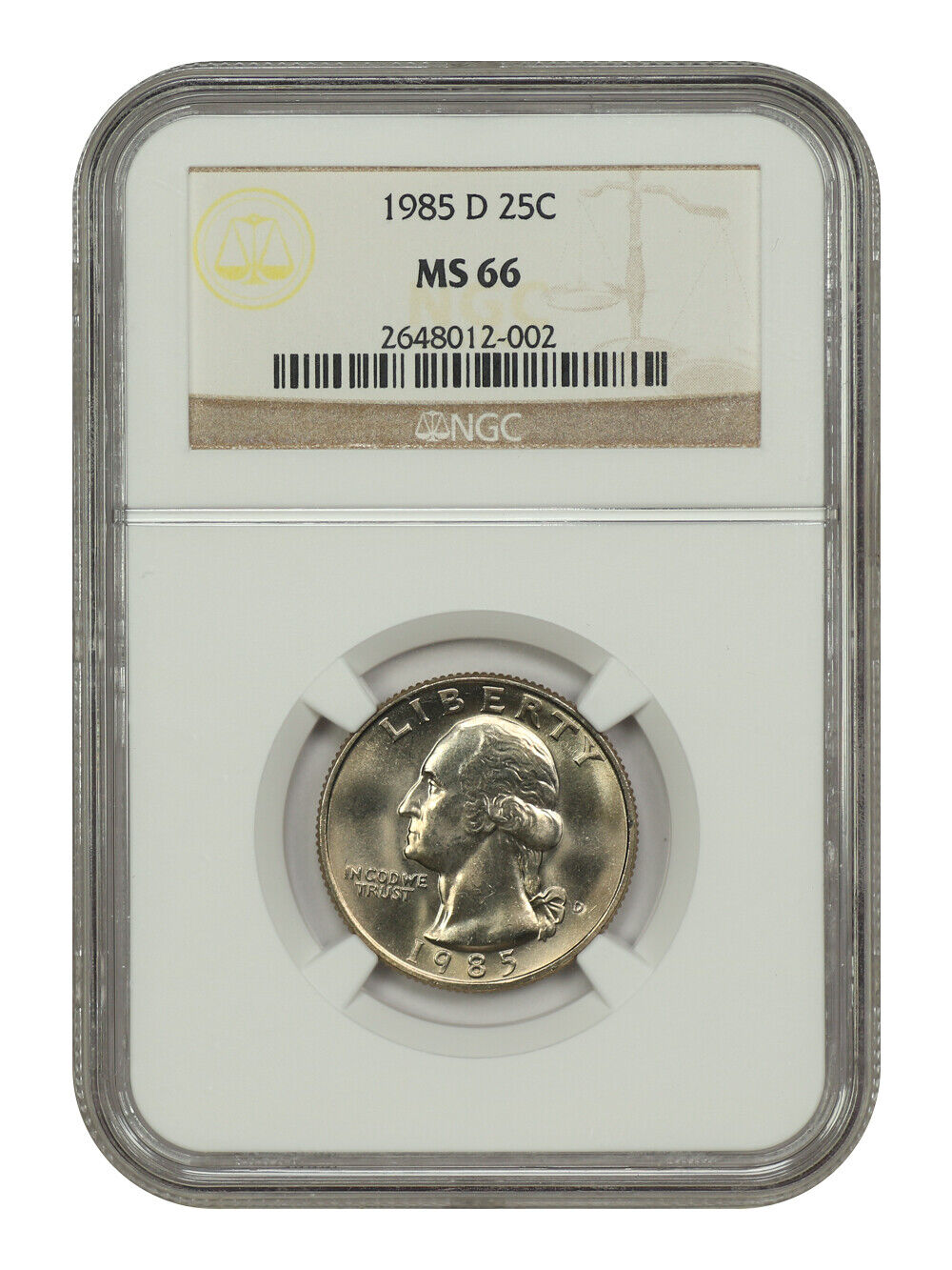 1985-D 25C NGC MS66 - Washington Quarter