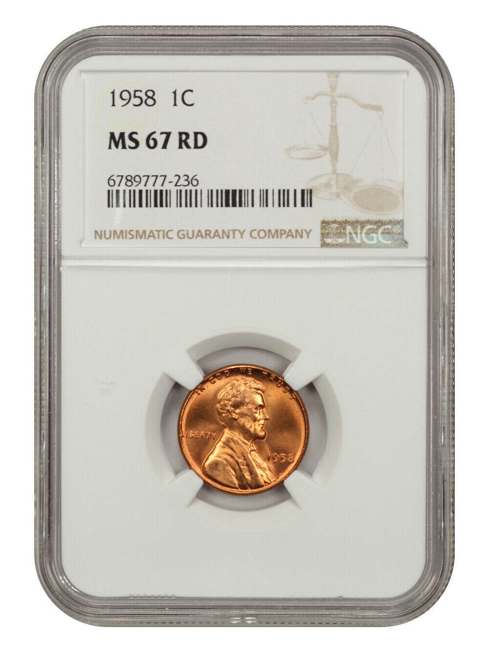 1958 1C NGC MS67RD