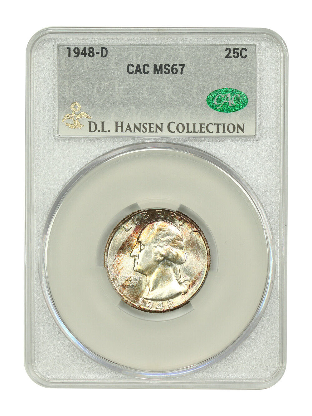 1948-D 25C CACG MS67 ex: D.L. Hansen - Washington Quarter