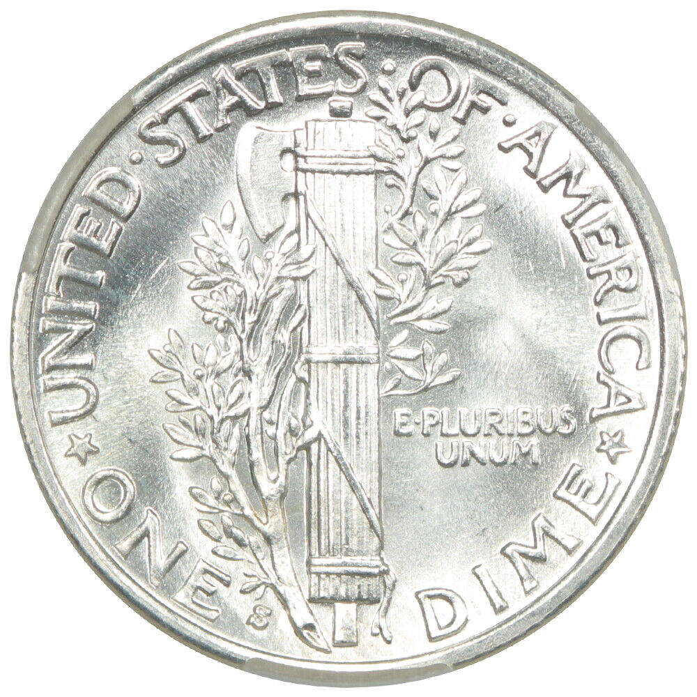 1938-S 10C CACG MS67+FB ex: D.L. Hansen - Mercury Dime