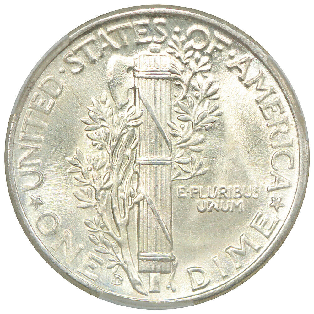 1945-D 10C CACG MS67+FB ex: D.L. Hansen - Mercury Dime