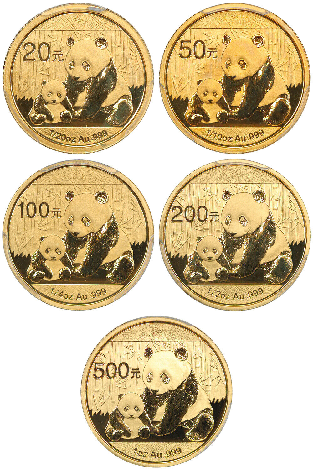 China: 2012 Gold Panda Prestige Set PCGS Gem BU (5 Coins, First Strike, w/Box &