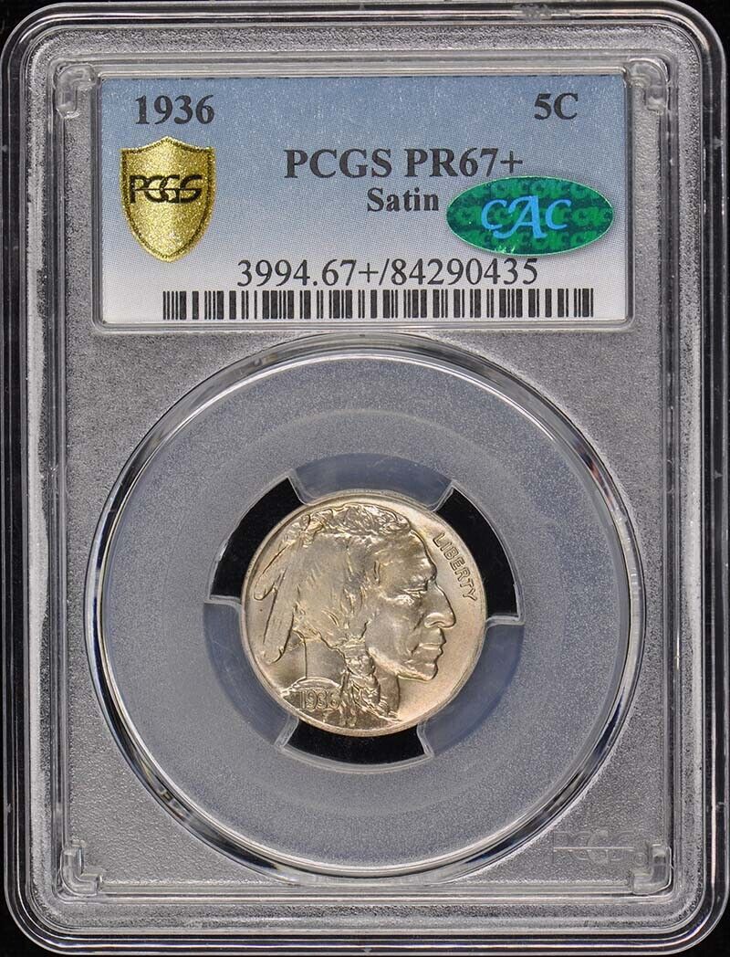 1936 5C Satin Buffalo Nickel PCGS PR67+ (CAC)