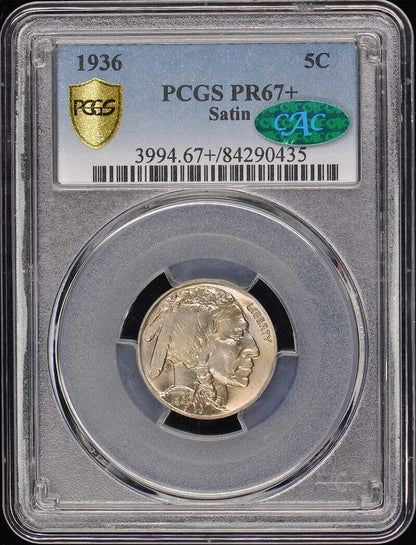 1936 5C Satin Buffalo Nickel PCGS PR67+ (CAC)