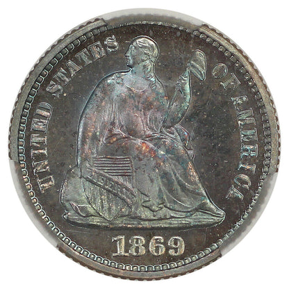 1869 H10C CACG PR67 ex: D.L. Hansen - Liberty Seated Half Dime