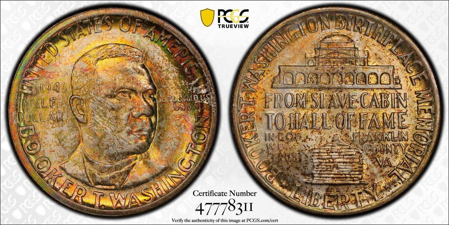 1946 D CCommemorative Booker T. WaSHINGTON PCGS MS-67+ CAC Booker T. Washington