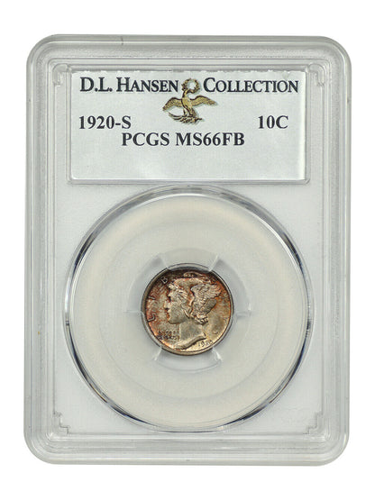 1920-S 10C PCGS MS66FB ex: D.L. Hansen