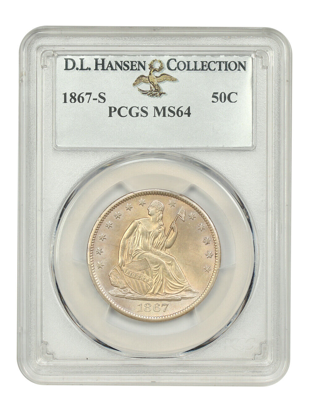 1867-S 50C PCGS MS64 ex: D.L. Hansen