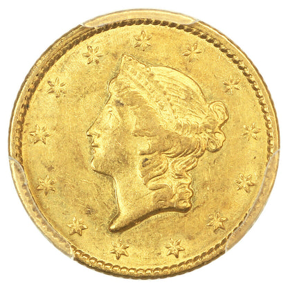 1849-C G$1 PCGS/CAC AU58 (Closed Wreath) - Gold Dollar - Scarce Charlotte Gold