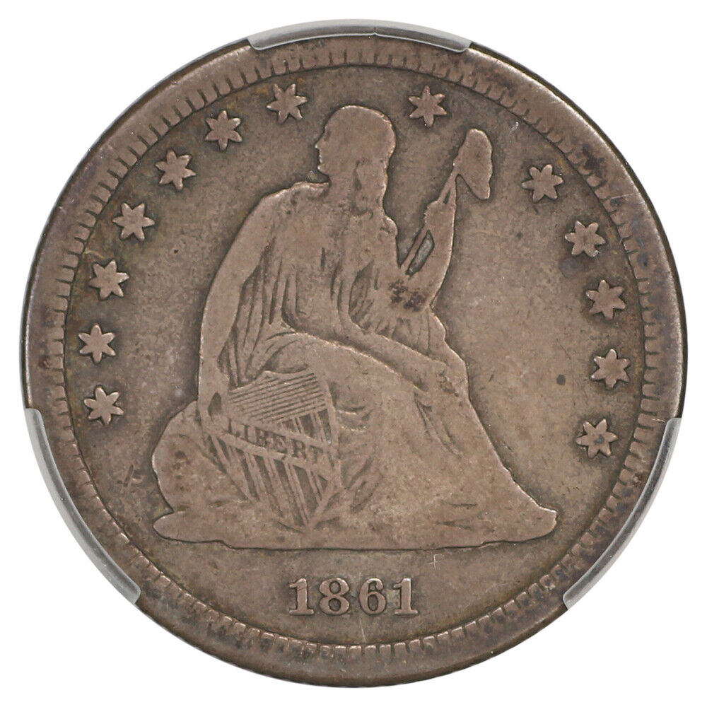 1861-S 25C CACG Fine 15 - Liberty Seated Quarter - Civil War Era Issue