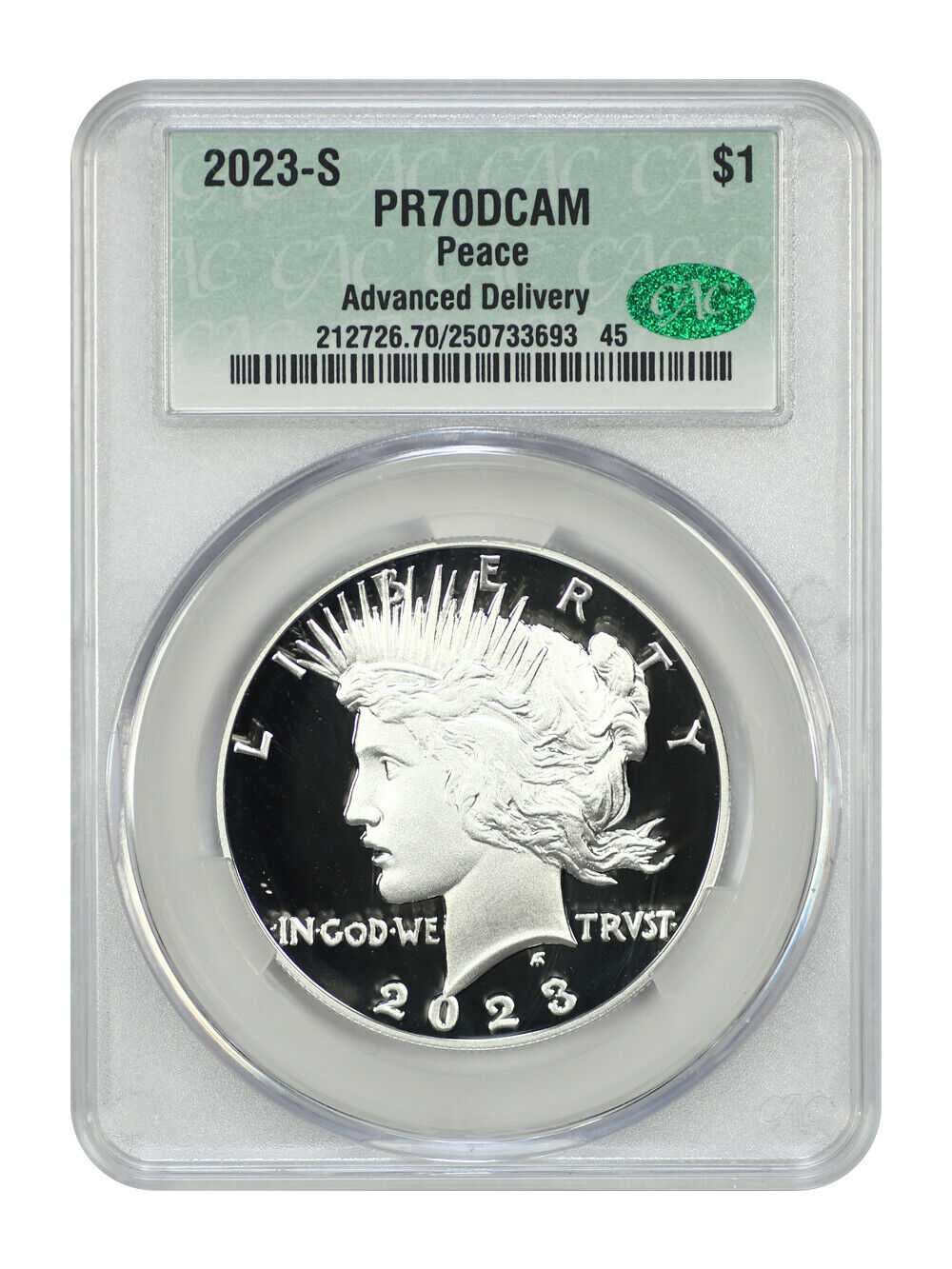 2023-S $1 Peace Dollar CACG PR70DCAM (Advanced Delivery) - $1 (Silver)