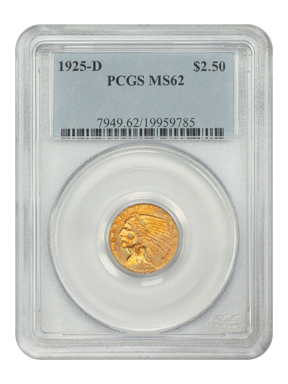 1925-D $2.50 PCGS MS62 - Indian $2.5