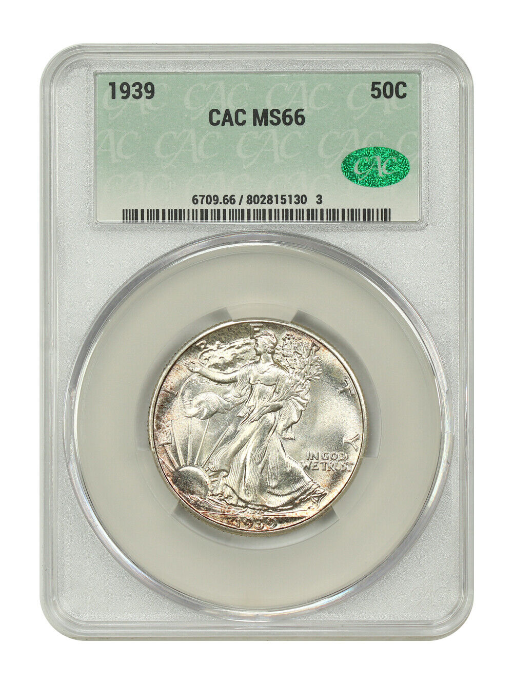 1939 50C CACG MS66 - Walking Liberty Half Dollar