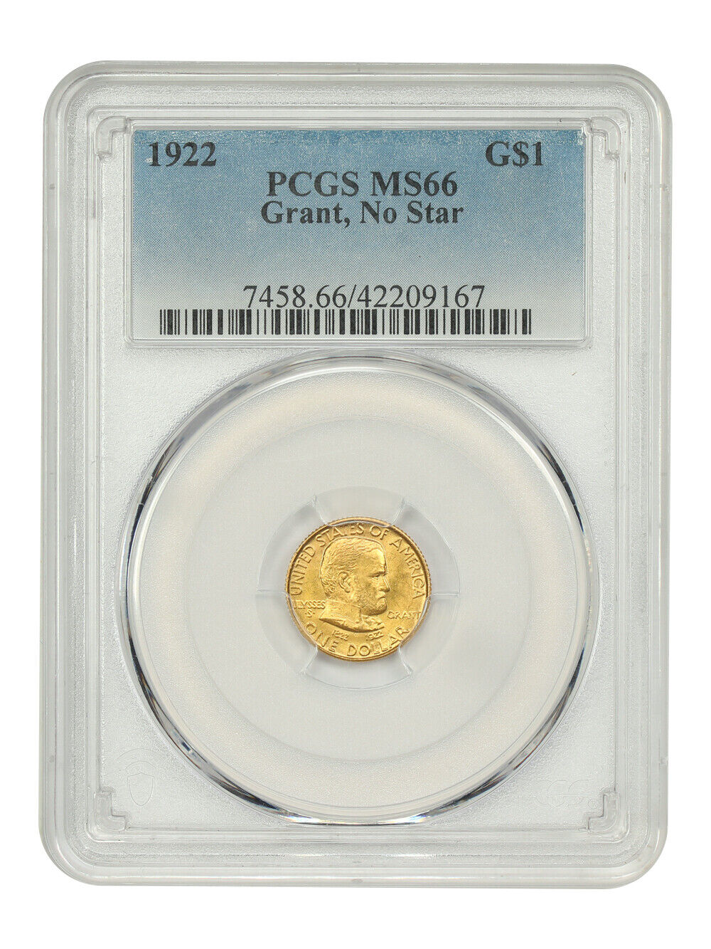 1922 G$1 Grant PCGS MS66 (No Star) - Classic Gold Commemorative