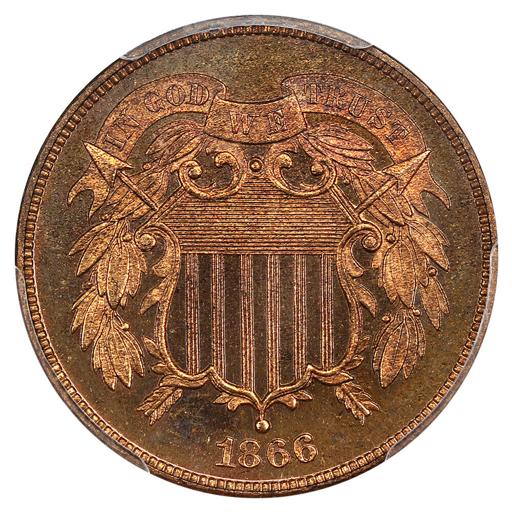 1866 2C CACG PR66RB ex: D.L. Hansen - Two Cent - Desirable Proof Issue