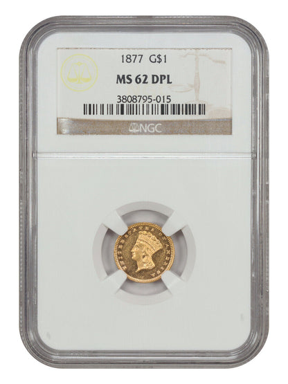 1877 G$1 NGC MS62DMPL - Gold Dollar