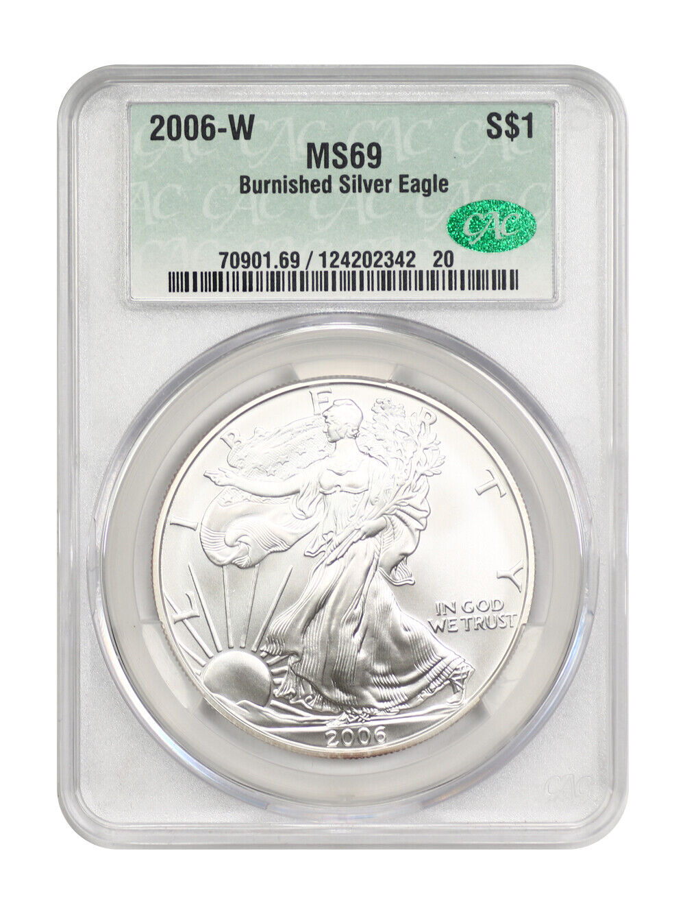 2006-W $1 Silver Eagle CACG MS69 (Burnished)