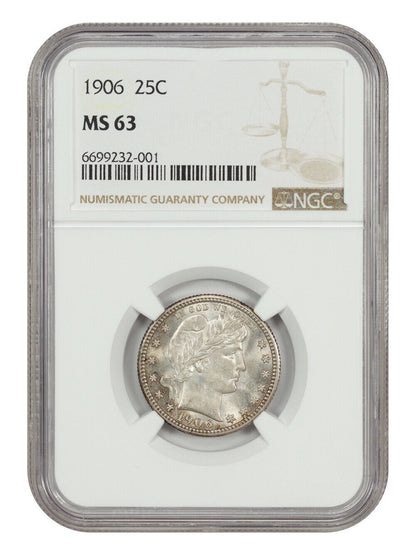 1906 25C NGC MS63 - Barber Quarter