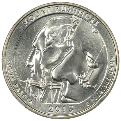 2013-D 25C Mount Rushmore NP NGC MS68 - Type 1 - Clad