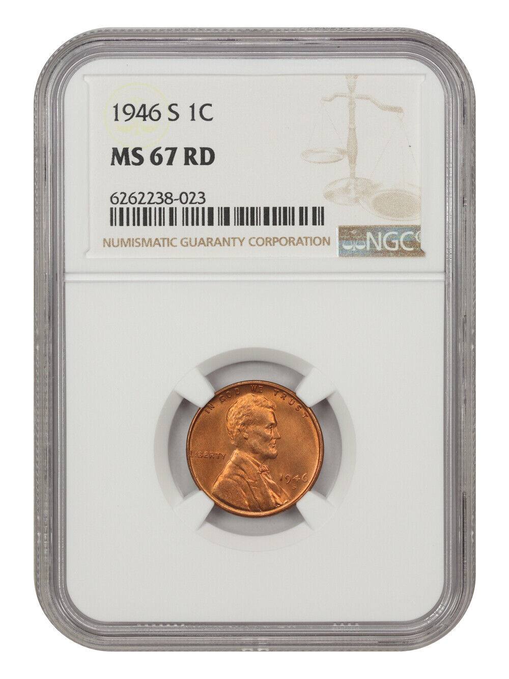 1946-S 1C NGC MS67RD