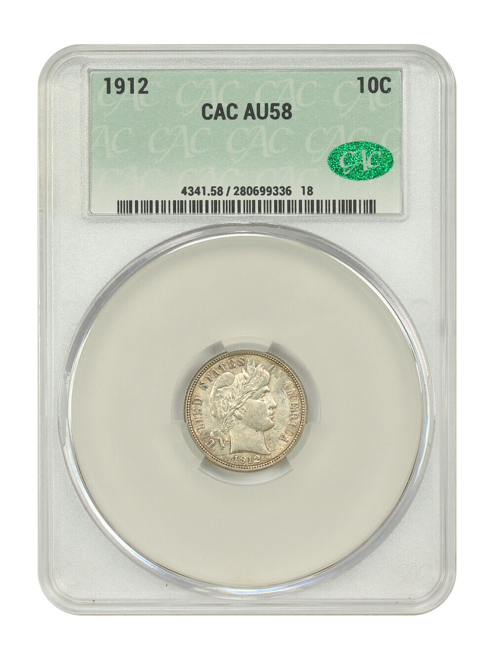 1912 10C CACG AU58 - Barber Dime